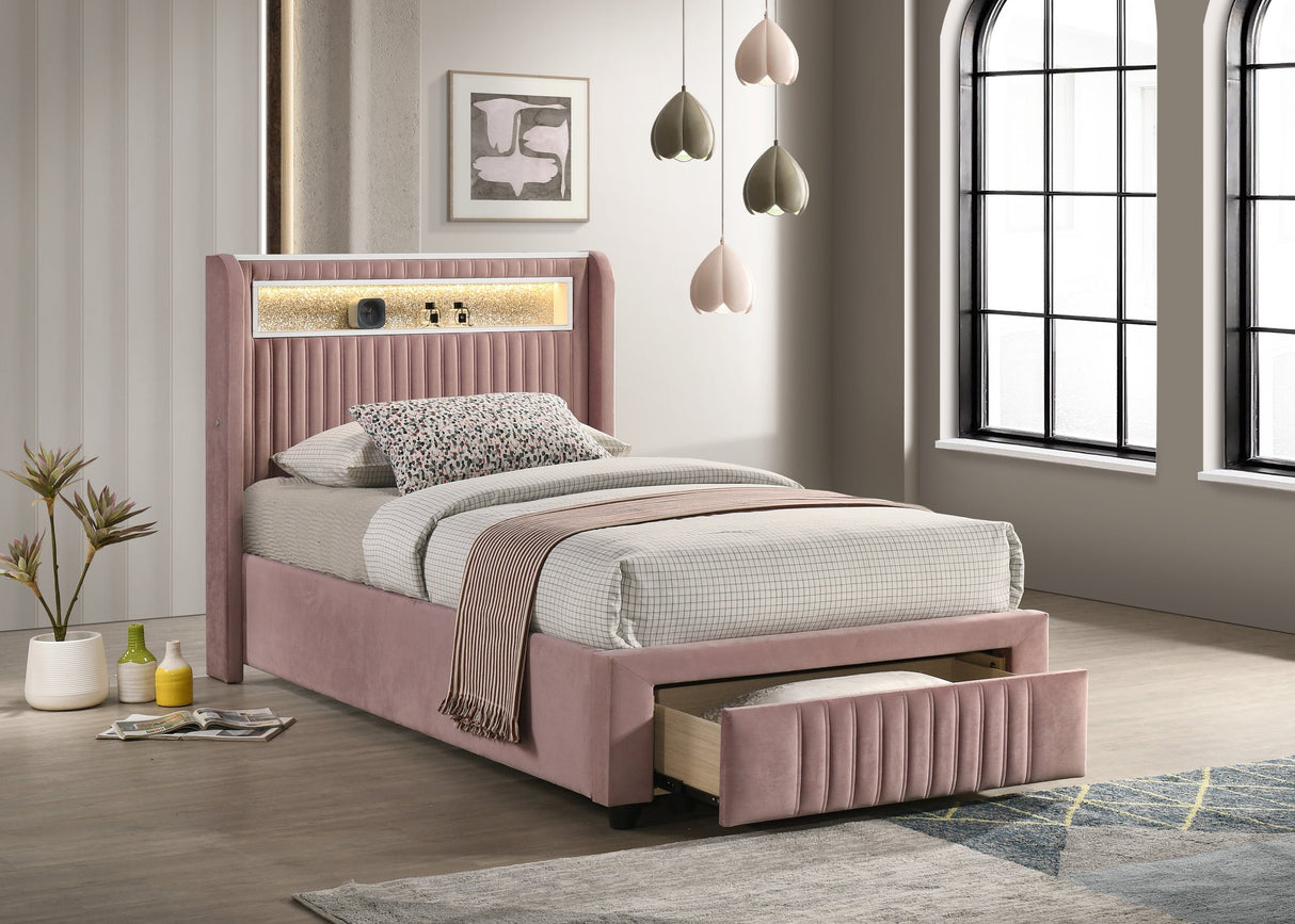 Cupid Pink Full Storage Platform Bed from Happy Homes - Luna Furniture
