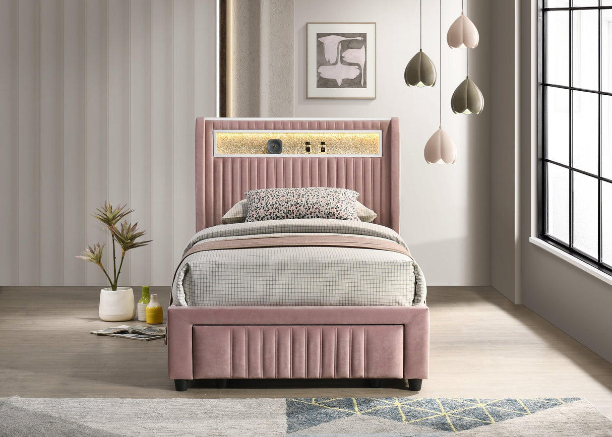 Cupid Pink Twin Storage Platform Bed from Happy Homes - Luna Furniture