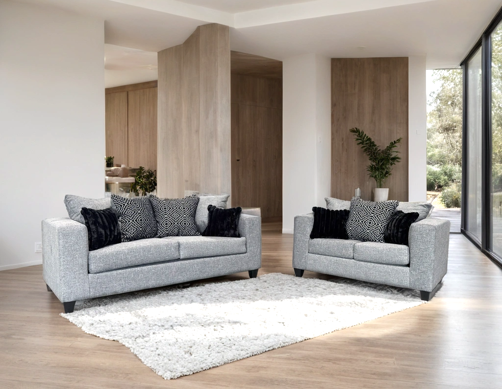 Monroe Gunmetal Sofa and Loveseat Set from Happy Homes - Luna Furniture