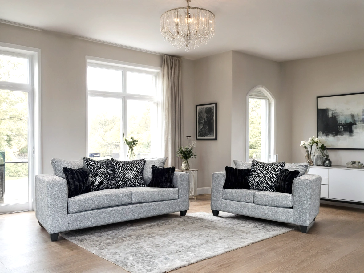 Monroe Gunmetal Sofa and Loveseat Set from Happy Homes - Luna Furniture