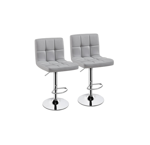 Backrest Gray Adjustable Barstool, Set of 2