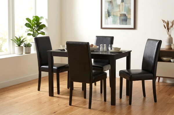 Reaya Black Dining Room Set (Table & 4 Chairs)