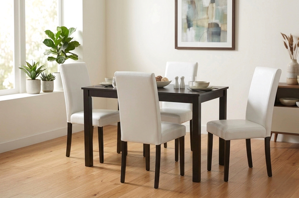 Reaya White Dining Room Set (Table & 4 Chairs)