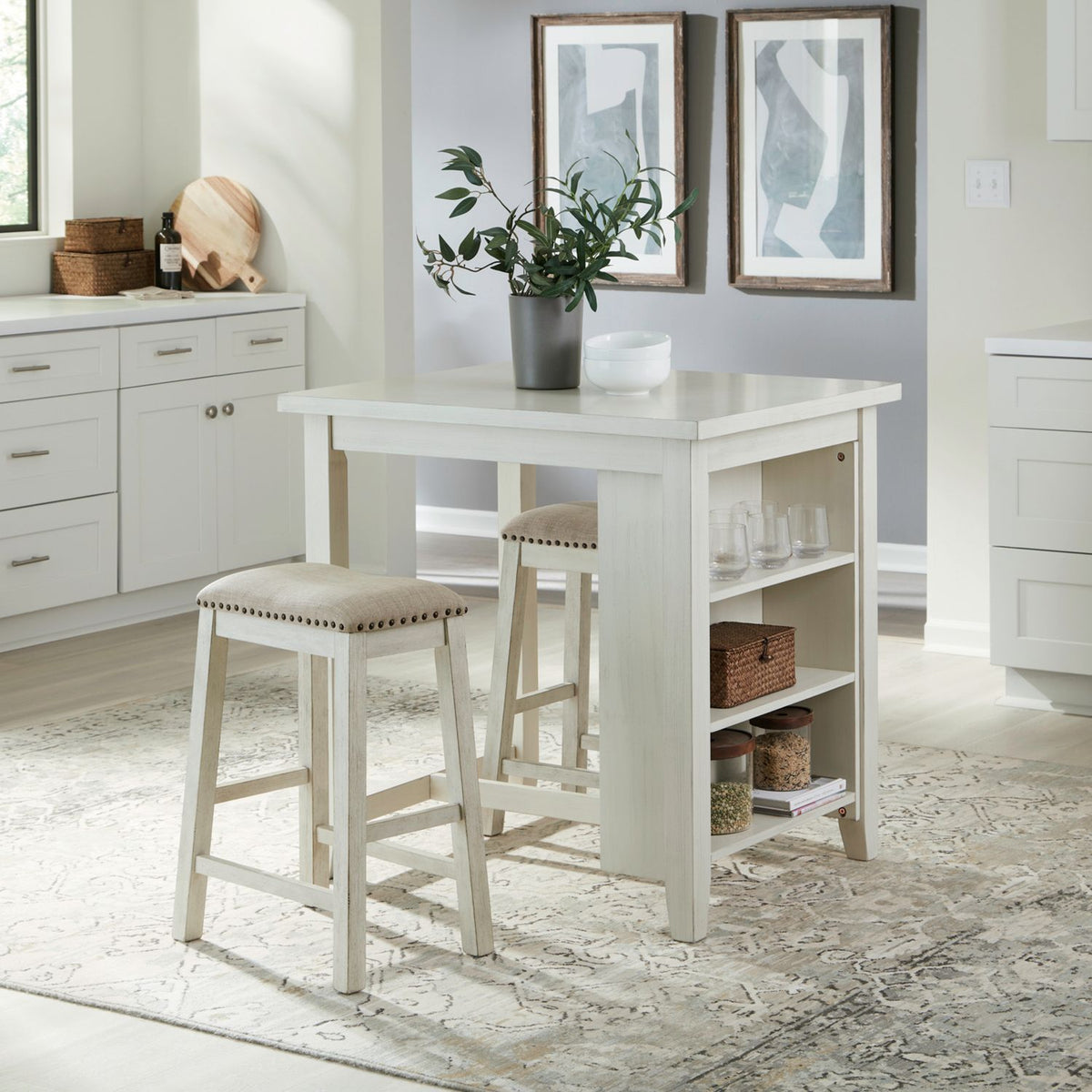 Liberty White 3-Piece Dining Room Set (Table & 2 Chairs) from Happy Homes - Luna Furniture