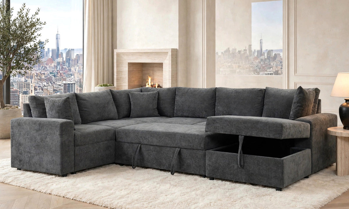 Forever Granite Sectional with Pull-Out Bed from Happy Homes - Luna Furniture