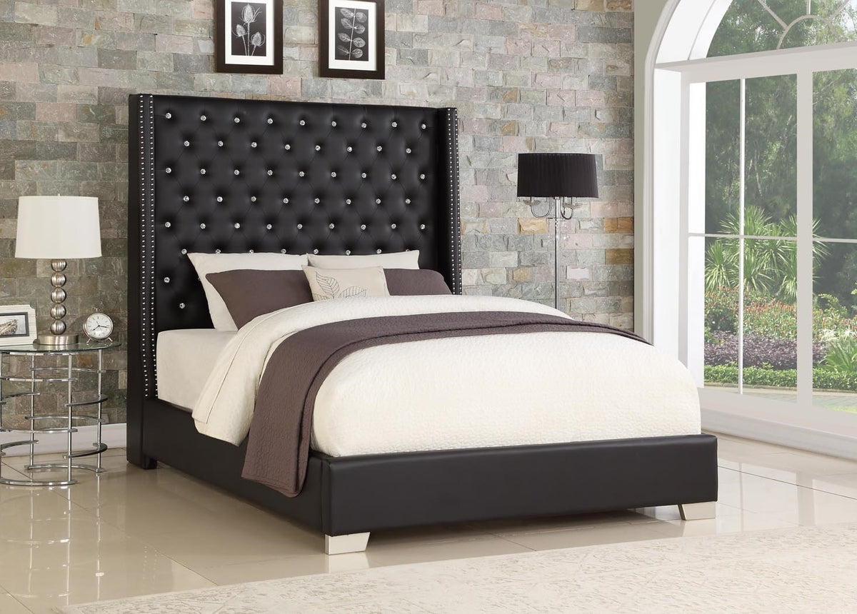 Tykocin Black Faux Leather Upholstered Diamond King Bed from Happy Homes - Luna Furniture