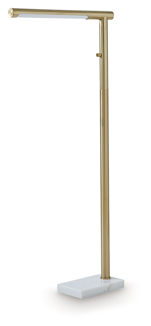 Santiford Gold Finish/White Floor Lamp from Ashley Furniture - Luna Furniture