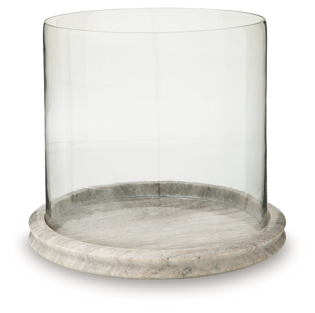 Saskia Clear/Beige Candle Holder from Ashley - Luna Furniture