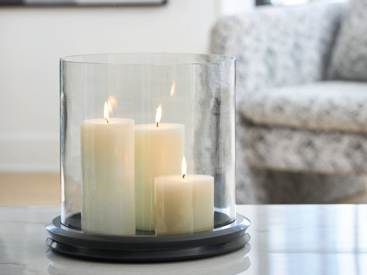 Saskia Clear/Black Candle Holder from Ashley Furniture - Luna Furniture