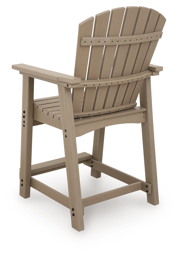 Seacliff Beach Medium Brown Outdoor Counter Height Bar Stool (Set of 2) from Ashley Furniture - Luna Furniture