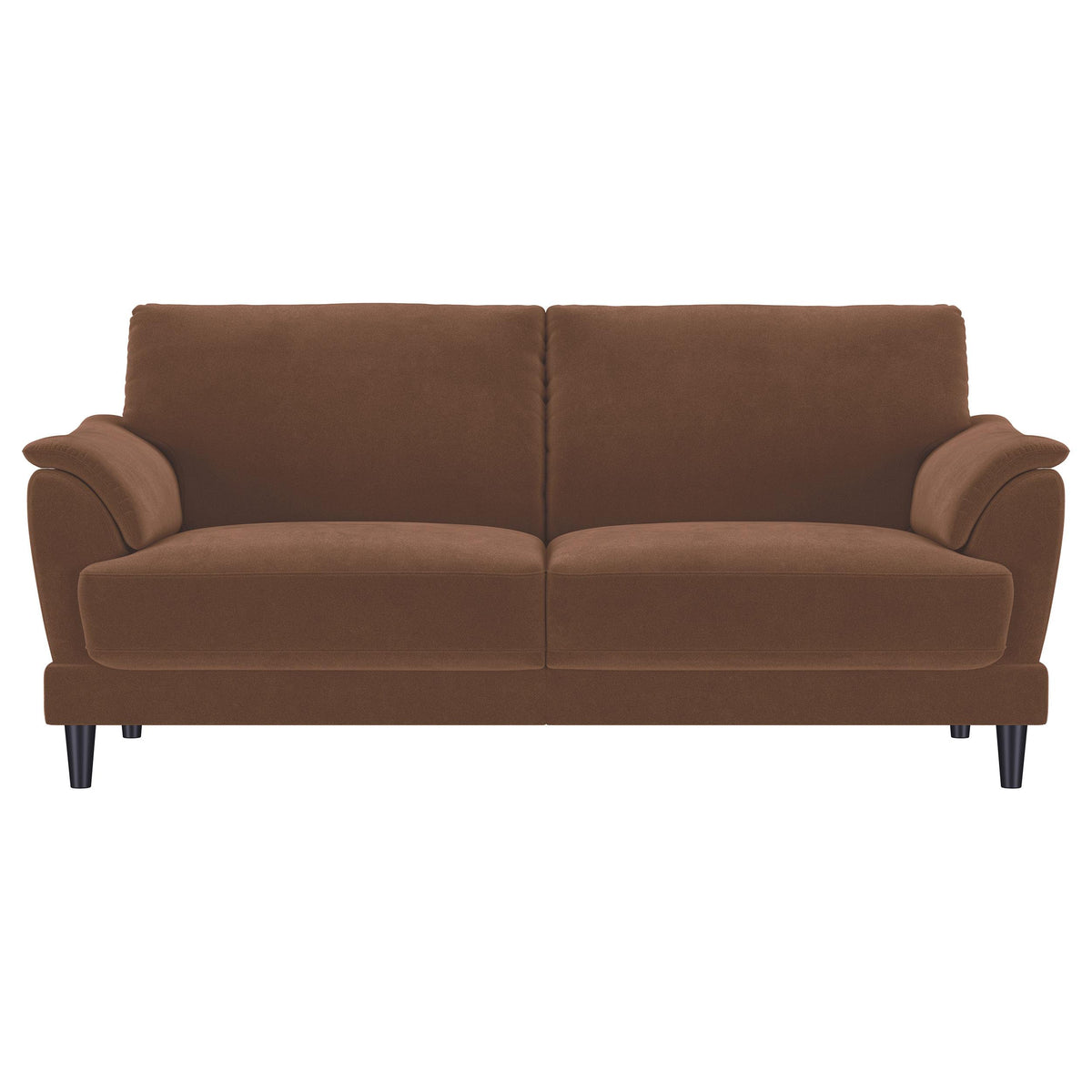 Selma Rust 2-Piece Velvet Upholstered Crescent Arm Sofa Set from Coaster - Luna Furniture