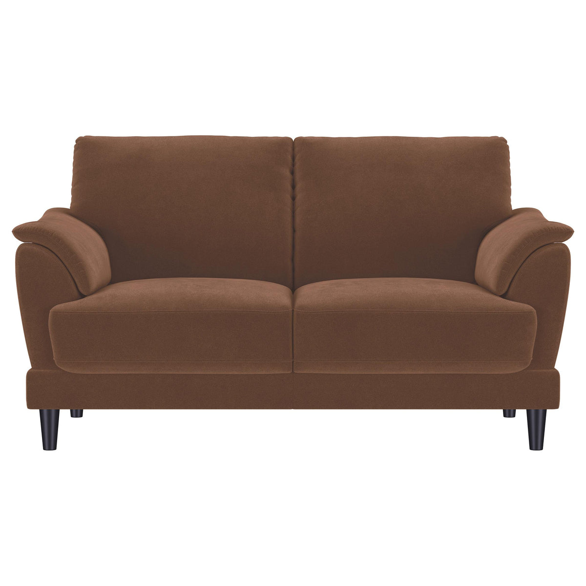 Selma Rust 2-Piece Velvet Upholstered Crescent Arm Sofa Set from Coaster - Luna Furniture