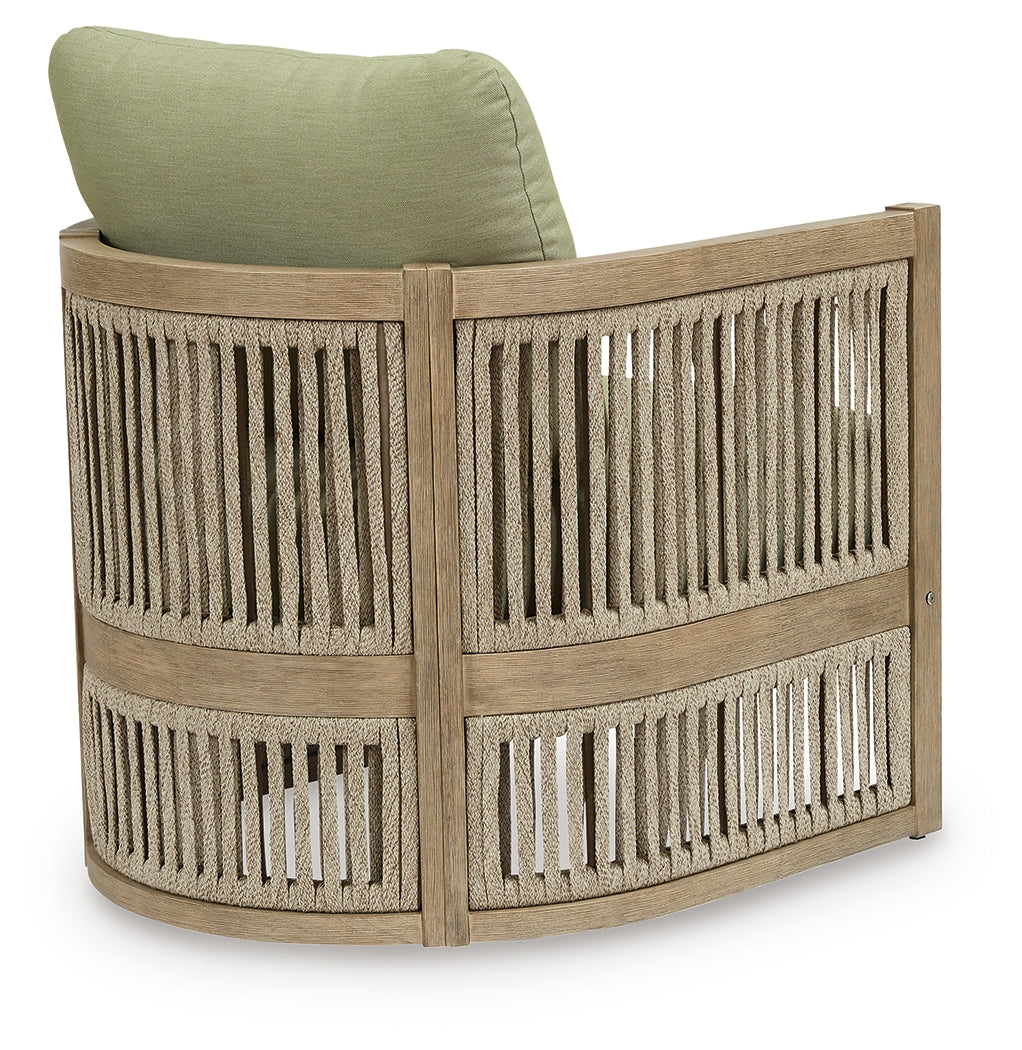 Serena Shores Outdoor Sofa and 2 Chairs in Beige/Green from Ashley Furniture - Luna Furniture