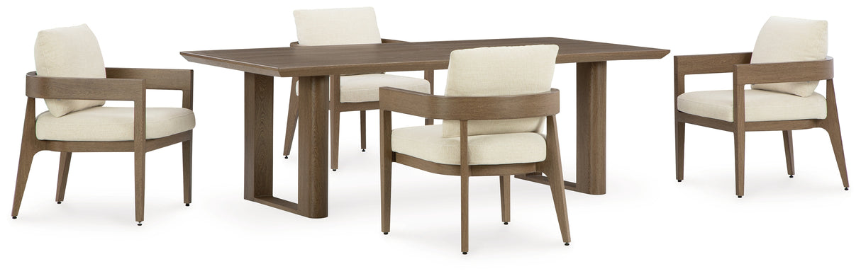 Serene Bay Outdoor Dining Table and 4 Chairs in Dark Brown from Ashley - Luna Furniture