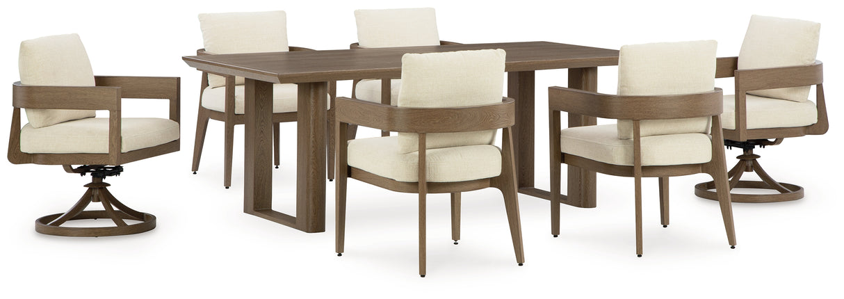 Serene Bay Outdoor Dining Table and 6 Chairs in Dark Brown from Ashley - Luna Furniture