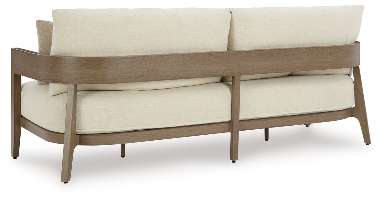 Serene Bay Outdoor Sofa and Loveseat in Dark Brown/White from Ashley Furniture - Luna Furniture