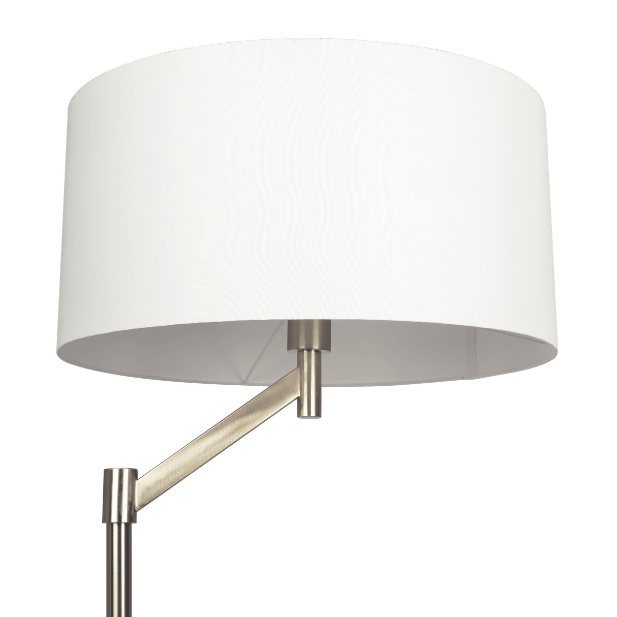 Serene Brushed Nickel Floor Lamp with Rotary Switch Metal Base White Linen Shade from Midinmod - Luna Furniture