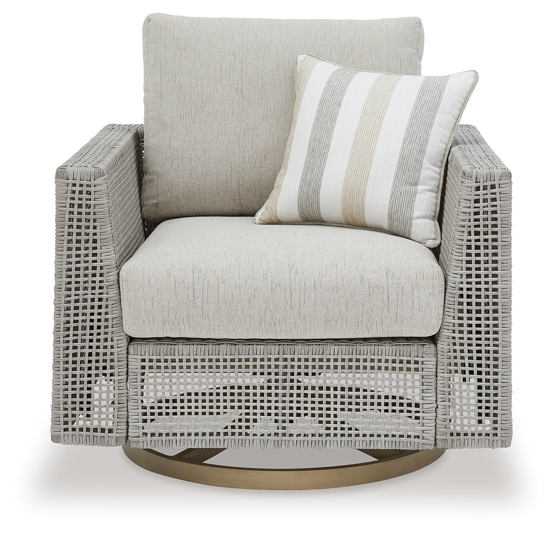 Seton Creek 2 Outdoor Lounge Chairs with End Table in Gray from Ashley - Luna Furniture