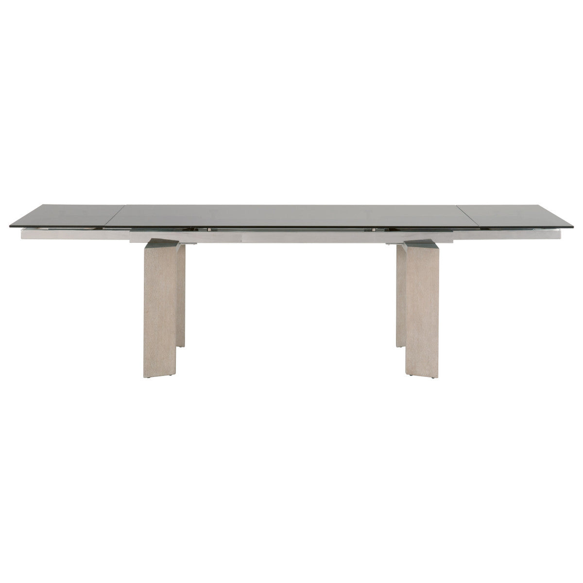 Jett Extension Dining Table in Natural Gray Ash, Chrome, Smoke Gray Glass from Essentials For Living - Luna Furniture