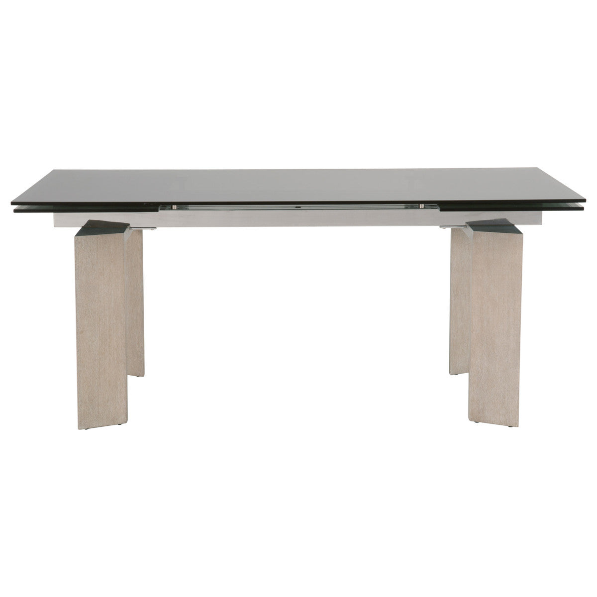 Jett Extension Dining Table in Natural Gray Ash, Chrome, Smoke Gray Glass from Essentials For Living - Luna Furniture