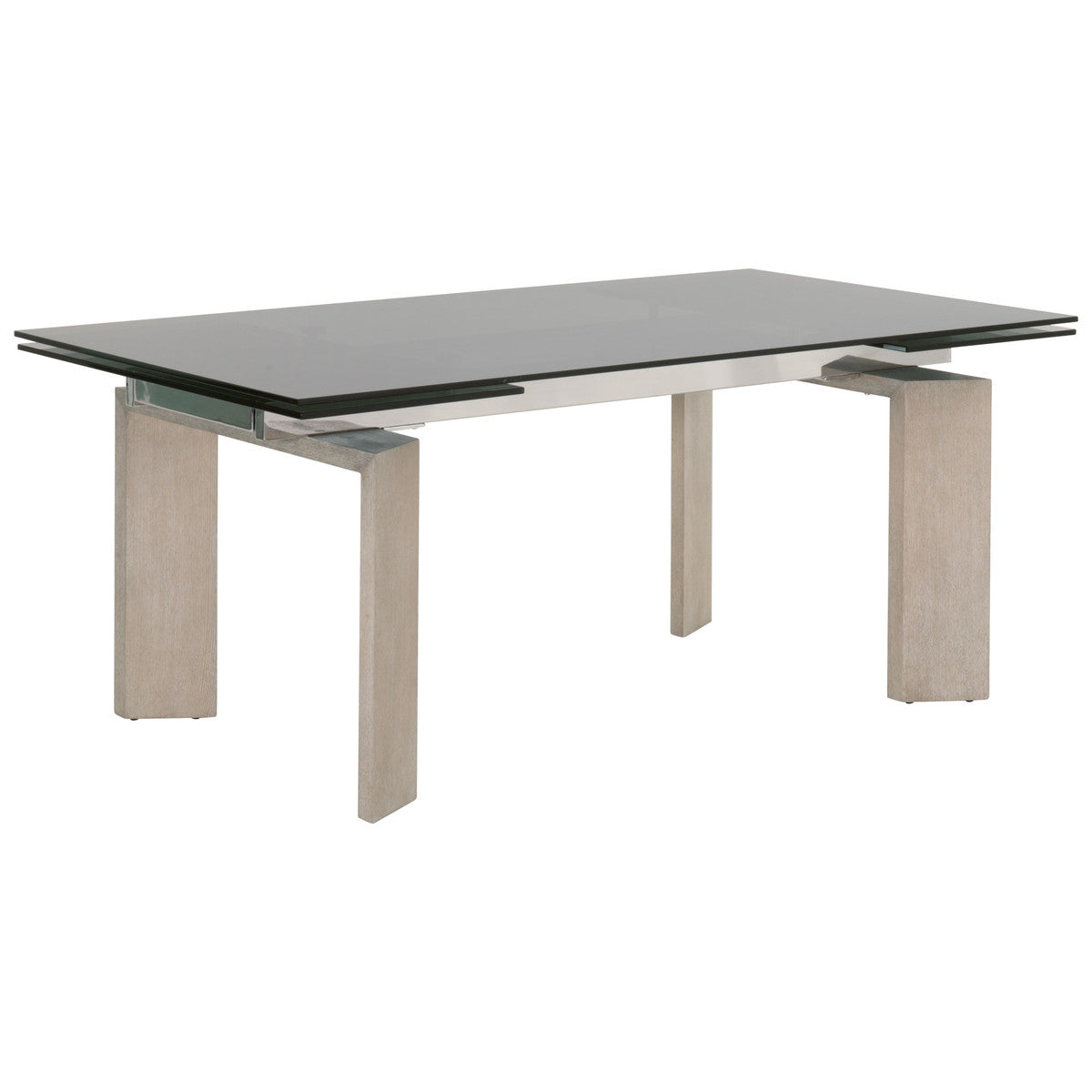 Jett Extension Dining Table in Natural Gray Ash, Chrome, Smoke Gray Glass from Essentials For Living - Luna Furniture