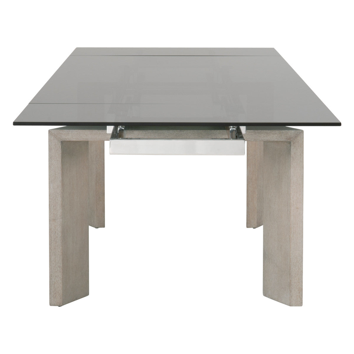 Jett Extension Dining Table in Natural Gray Ash, Chrome, Smoke Gray Glass from Essentials For Living - Luna Furniture
