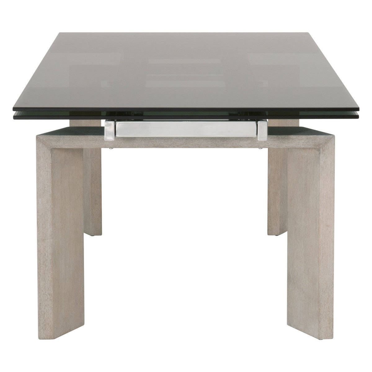 Jett Extension Dining Table in Natural Gray Ash, Chrome, Smoke Gray Glass from Essentials For Living - Luna Furniture