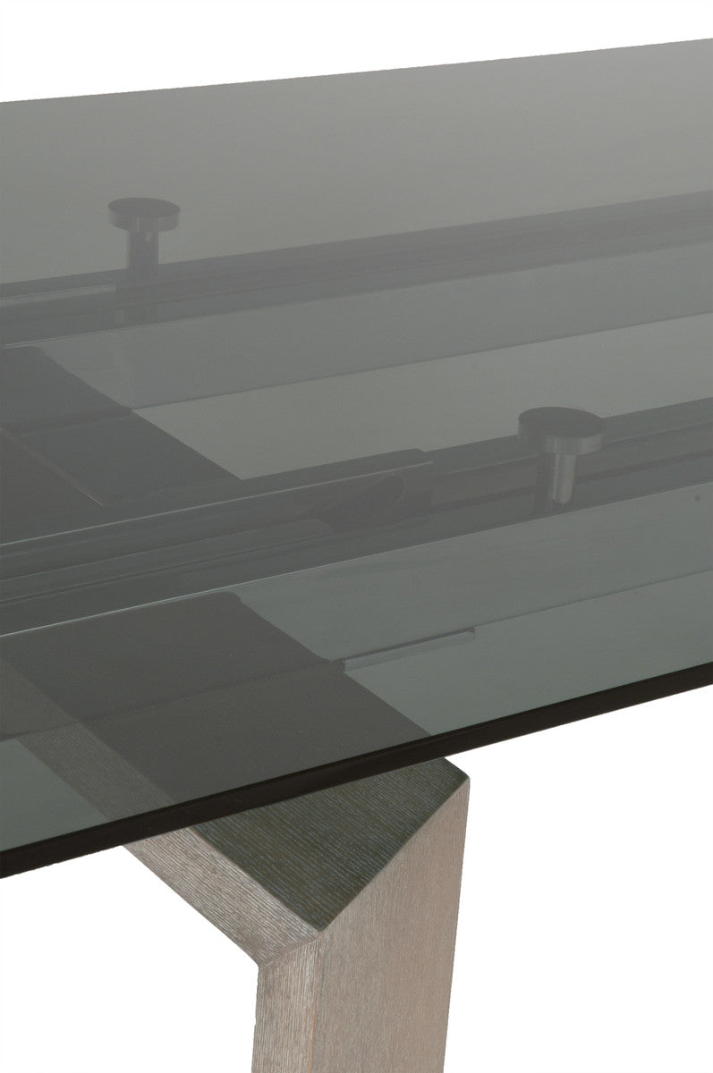 Jett Extension Dining Table in Natural Gray Ash, Chrome, Smoke Gray Glass from Essentials For Living - Luna Furniture