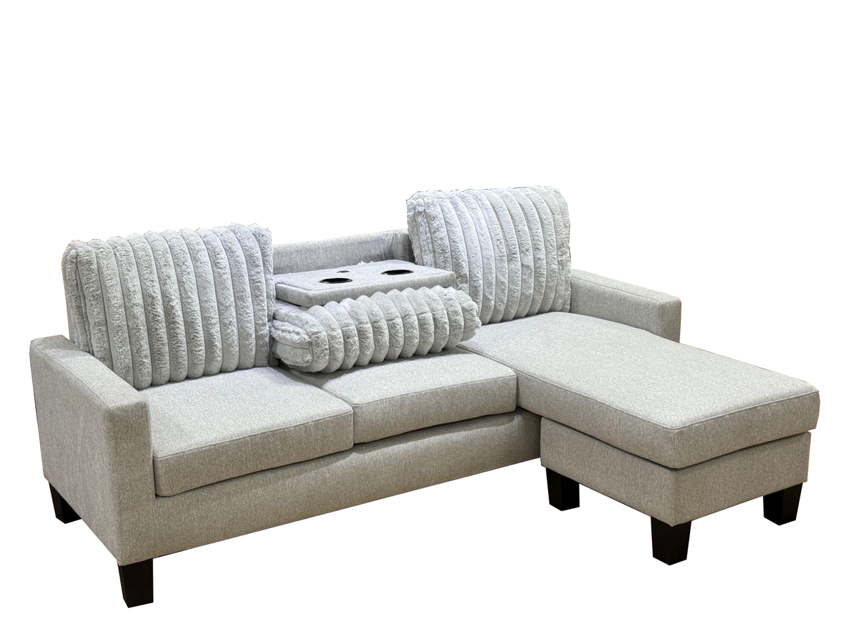 Ayla Gray Velvet Corduroy Reversible Sofa Chaise from Homelegance - Luna Furniture