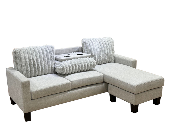 Ayla Gray Velvet Corduroy Reversible Sofa Chaise