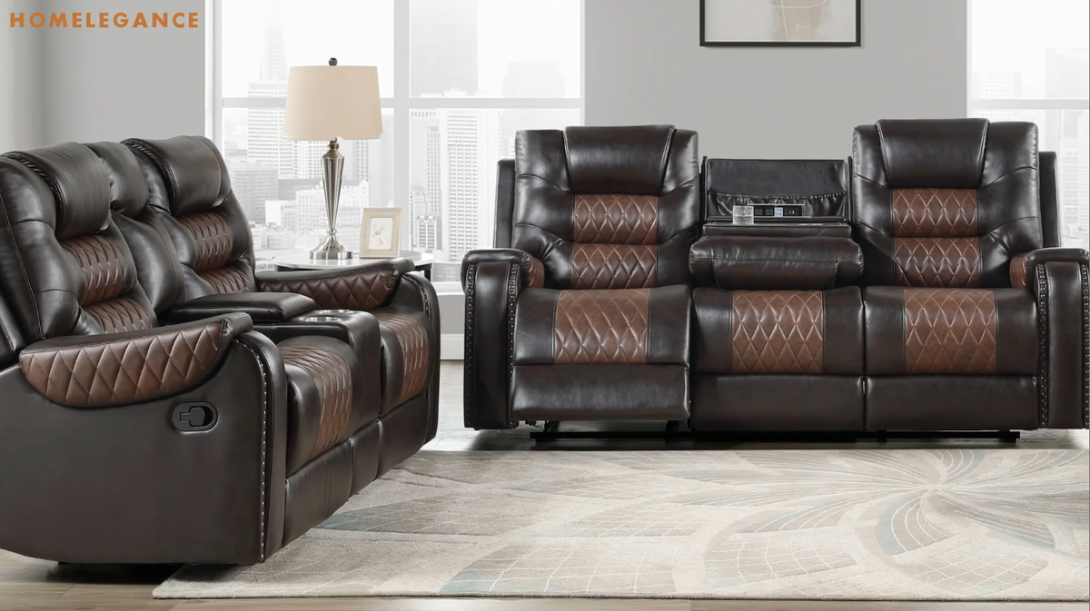 SH8890BRW*2 2PC; SOFA & LOVESEAT from Homelegance - Luna Furniture