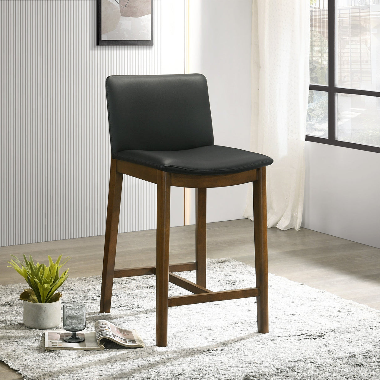Shannon Black Vegan Leather Counter Height Chair from Ashcroft Furniture - Luna Furniture