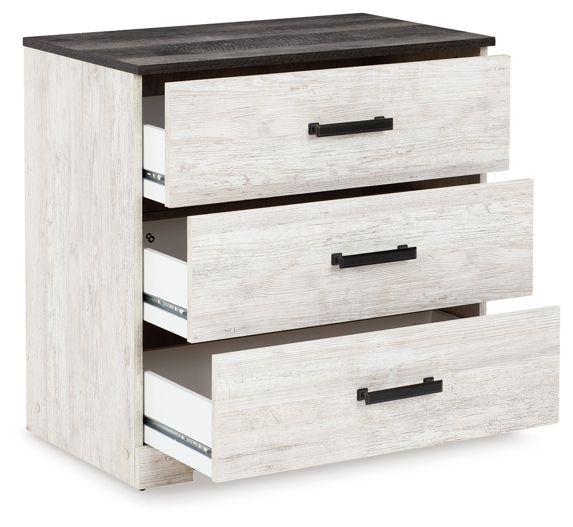 Shawburn Full Panel Headboard Bed with Dresser and 2 Nightstands in Whitewash from Ashley - Luna Furniture