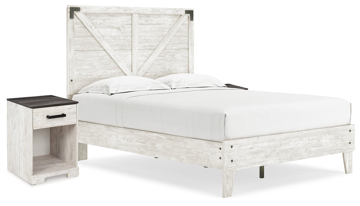 Shawburn Full Panel Platform Bed with 2 Nightstands in White/Dark Charcoal Gray from Ashley - Luna Furniture