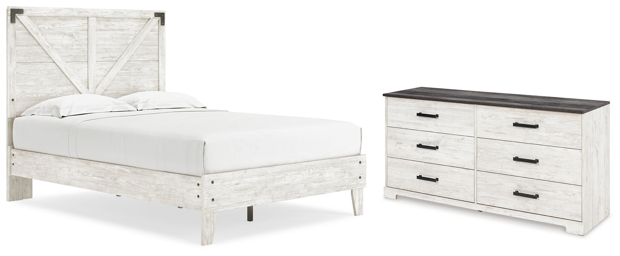 Shawburn Full Platform Bed with Dresser in White/Dark Charcoal Gray from Ashley - Luna Furniture