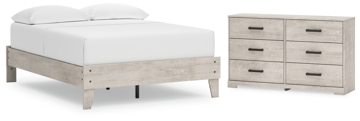 Shawburn Full Platform Bed with Dresser in Whitewash from Ashley - Luna Furniture