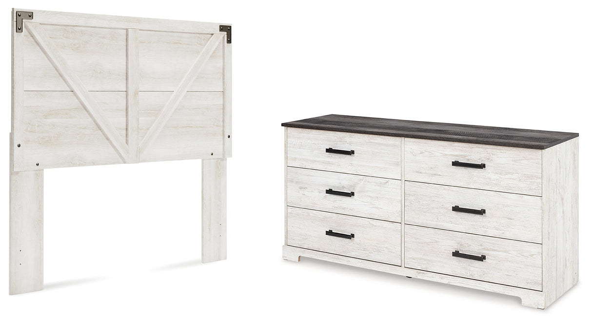 Shawburn Queen Panel Headboard with Dresser in Whitewash from Ashley - Luna Furniture