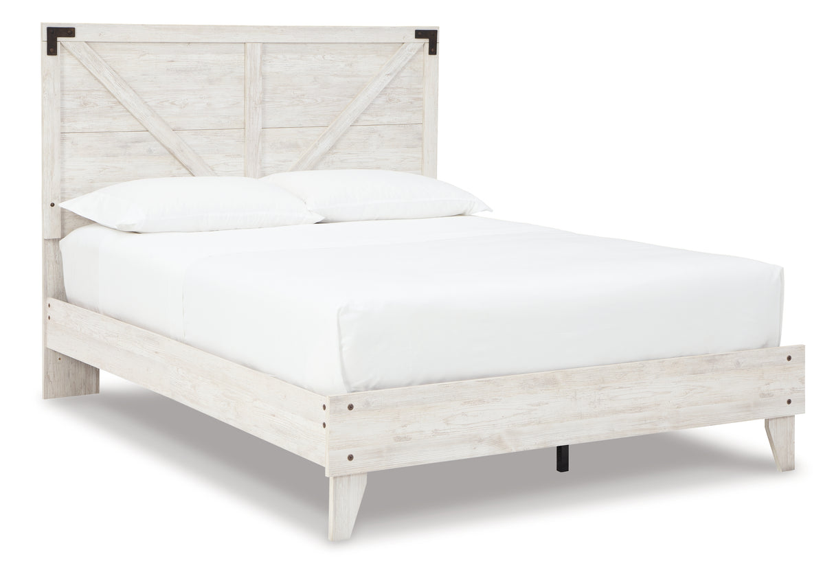 Shawburn Queen Panel Platform Bed with 2 Nightstands in White/Dark Charcoal Gray from Ashley - Luna Furniture