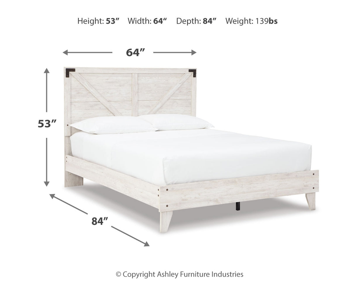 Shawburn Queen Platform Bed with 2 Nightstands in Whitewash from Ashley - Luna Furniture