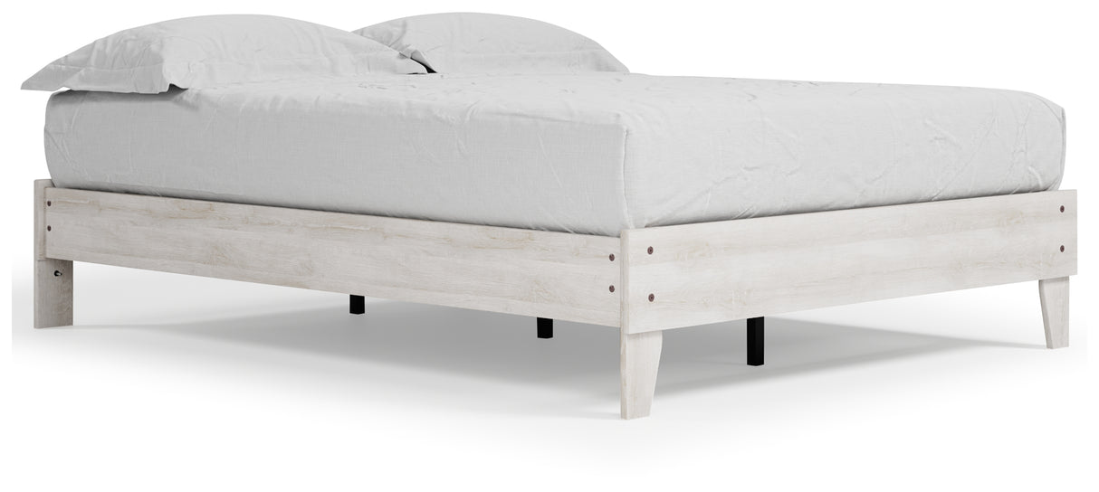 Shawburn Queen Platform Bed with Dresser and Chest in Whitewash from Ashley - Luna Furniture