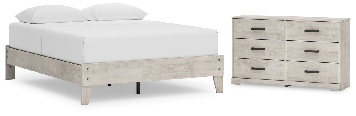 Shawburn Queen Platform Bed with Dresser in Whitewash from Ashley - Luna Furniture