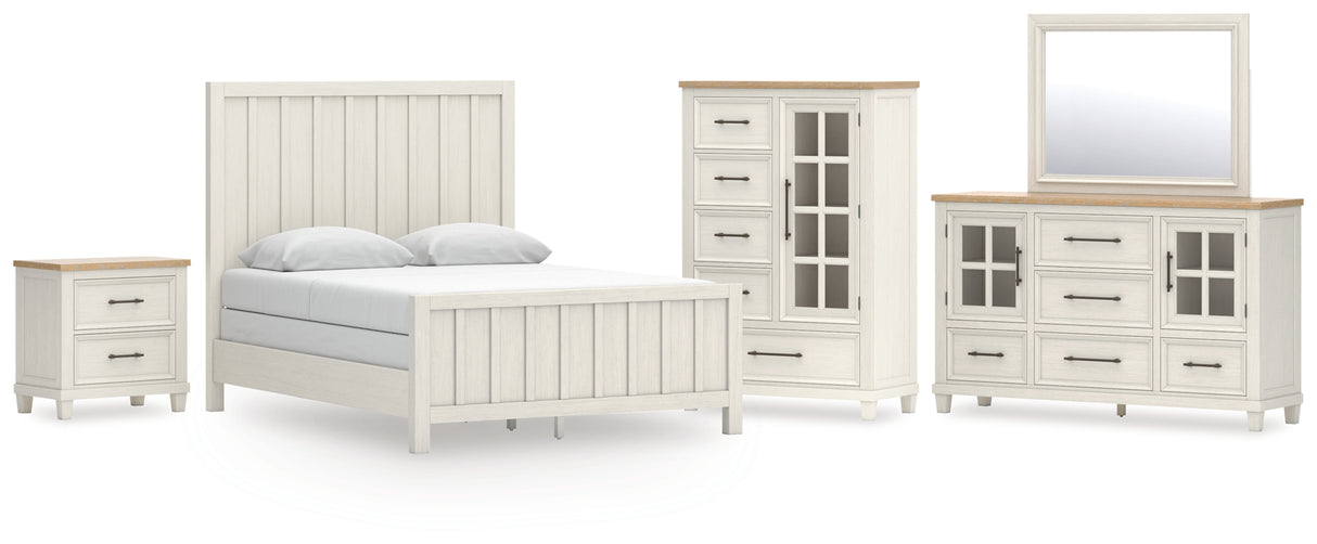 Shaybrock Queen Panel Bed with Mirrored Dresser, Chest and Nightstand in Antique White from Ashley - Luna Furniture