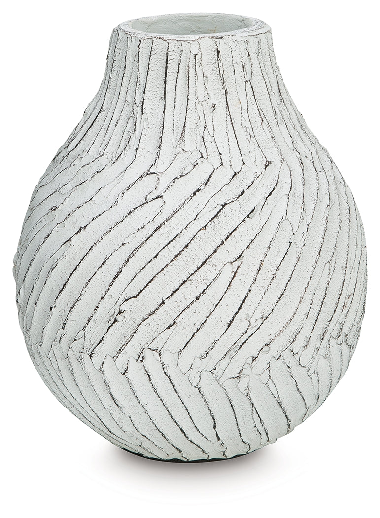 Shelvie Distressed White Vase from Ashley Furniture - Luna Furniture