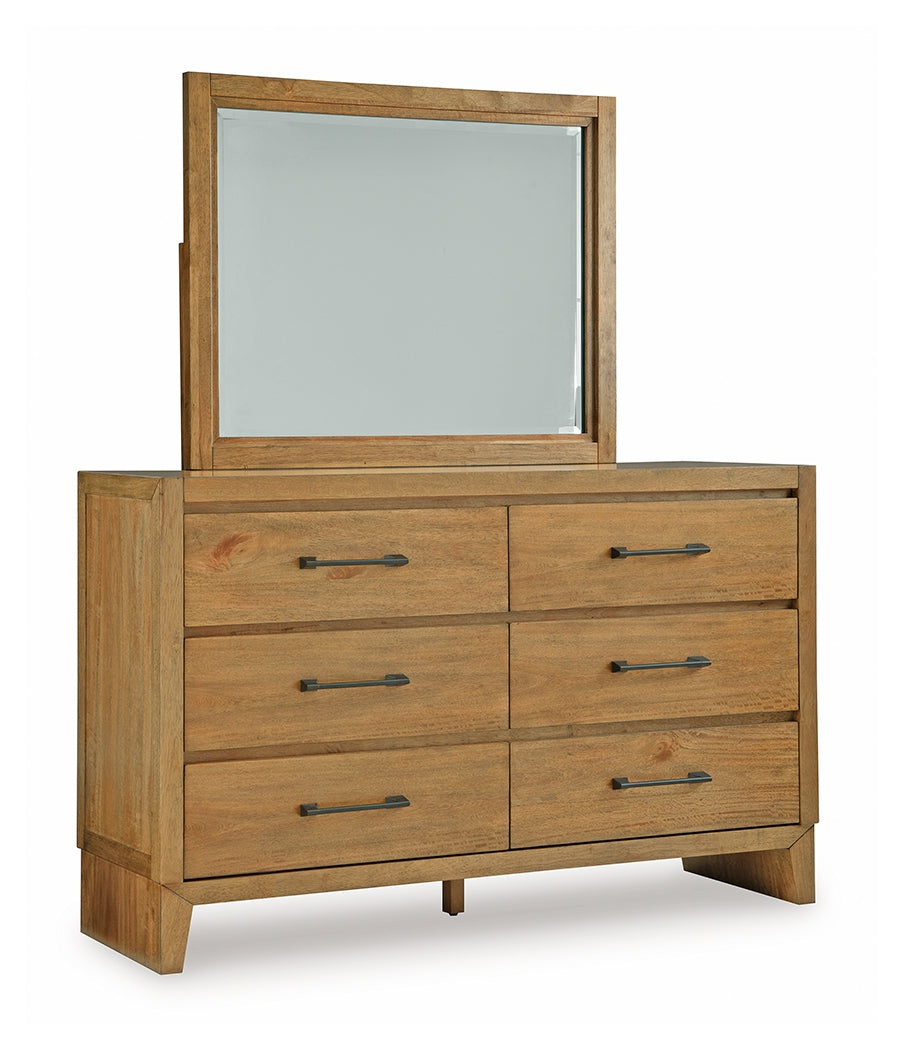 Sherbana Light Brown Dresser and Mirror from Ashley - Luna Furniture