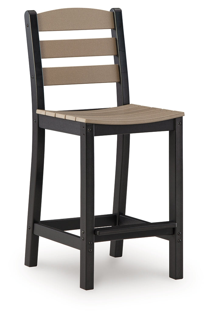 Shoreline Beach Black/Beige Outdoor Counter Table and 2 Barstools from Ashley - Luna Furniture