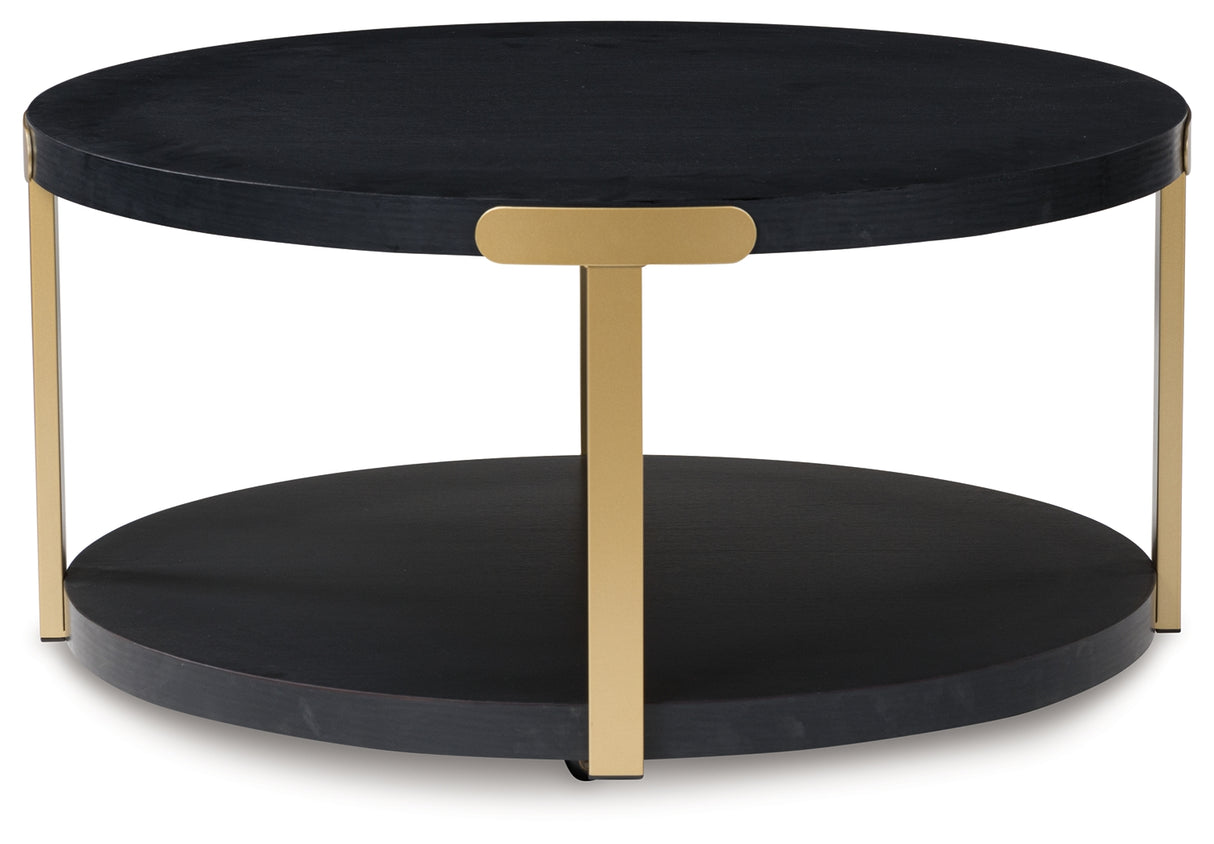 Shylore Black/Brass Finish Table (Set of 3) from Ashley - Luna Furniture