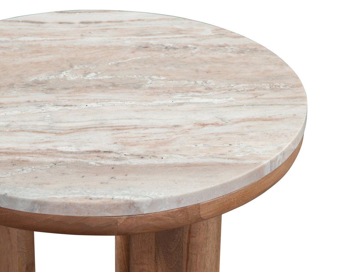 Sidney 22″ Round Toronto Brown Marble Top End Table from Steve Silver - Luna Furniture
