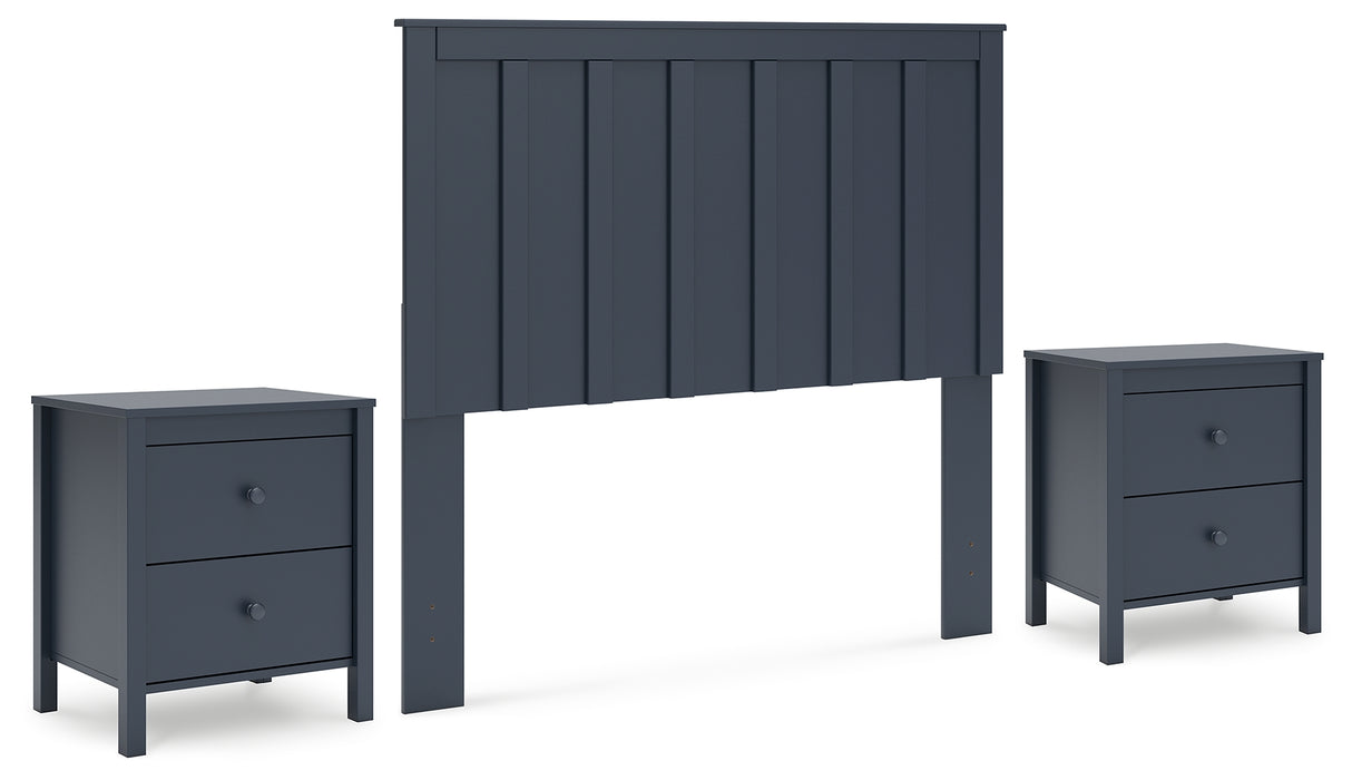 Simmenfort Full Panel Headboard with 2 Nightstands in Navy Blue from Ashley - Luna Furniture