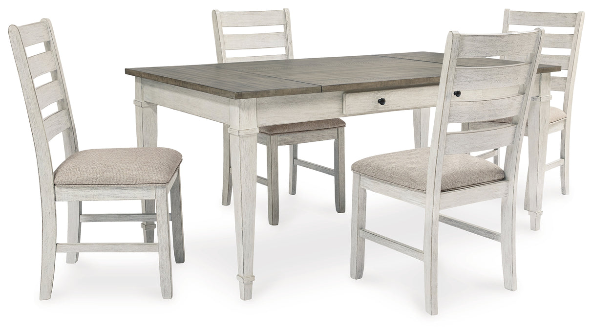 Skempton White/Light Brown Dining Table and 4 Chairs from Ashley Furniture - Luna Furniture