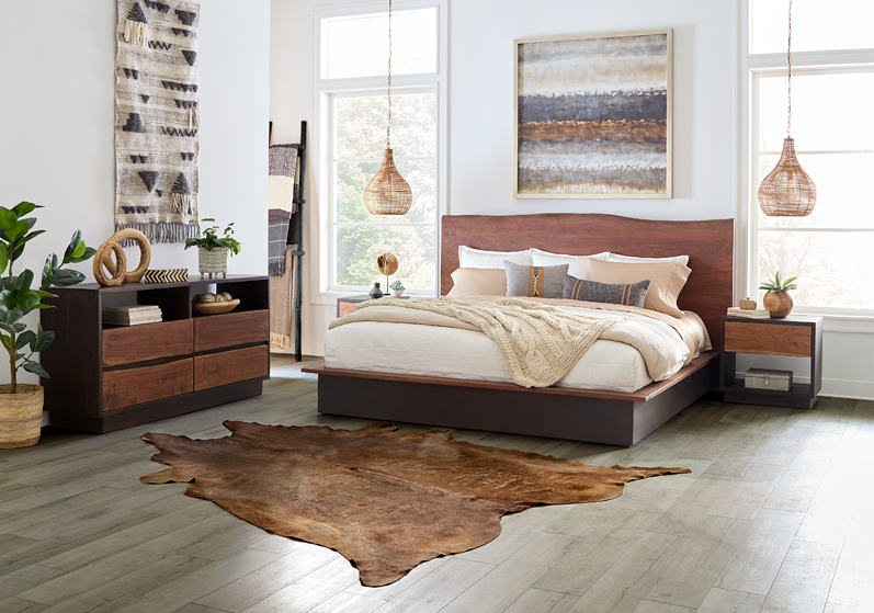 San Marino King Bed in Raw Walnut and Ebony from Home Trends & Design - Luna Furniture